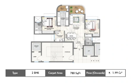 2 BHK-780 SqFt